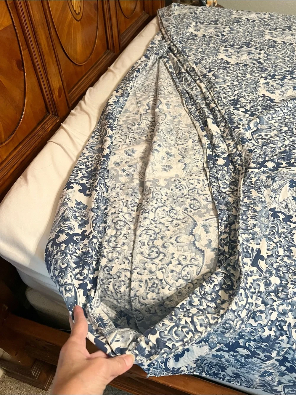 Vintage Ralph Lauren Tamarind Porcelain Blue Queen Duvet Cover Chinoiserie Toile
